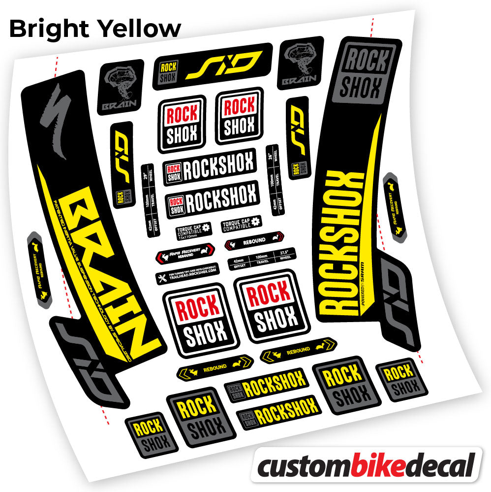 Yellow decal for Rock Shox Sid Brain 2018 fork – bike sticker vinyl