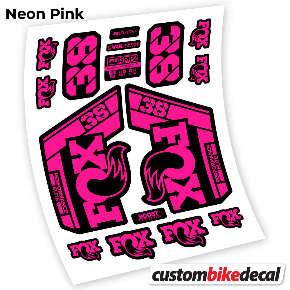 Neon Pink decal for Fox 38 Performance Elite 2021 fork – bike sticker vinyl