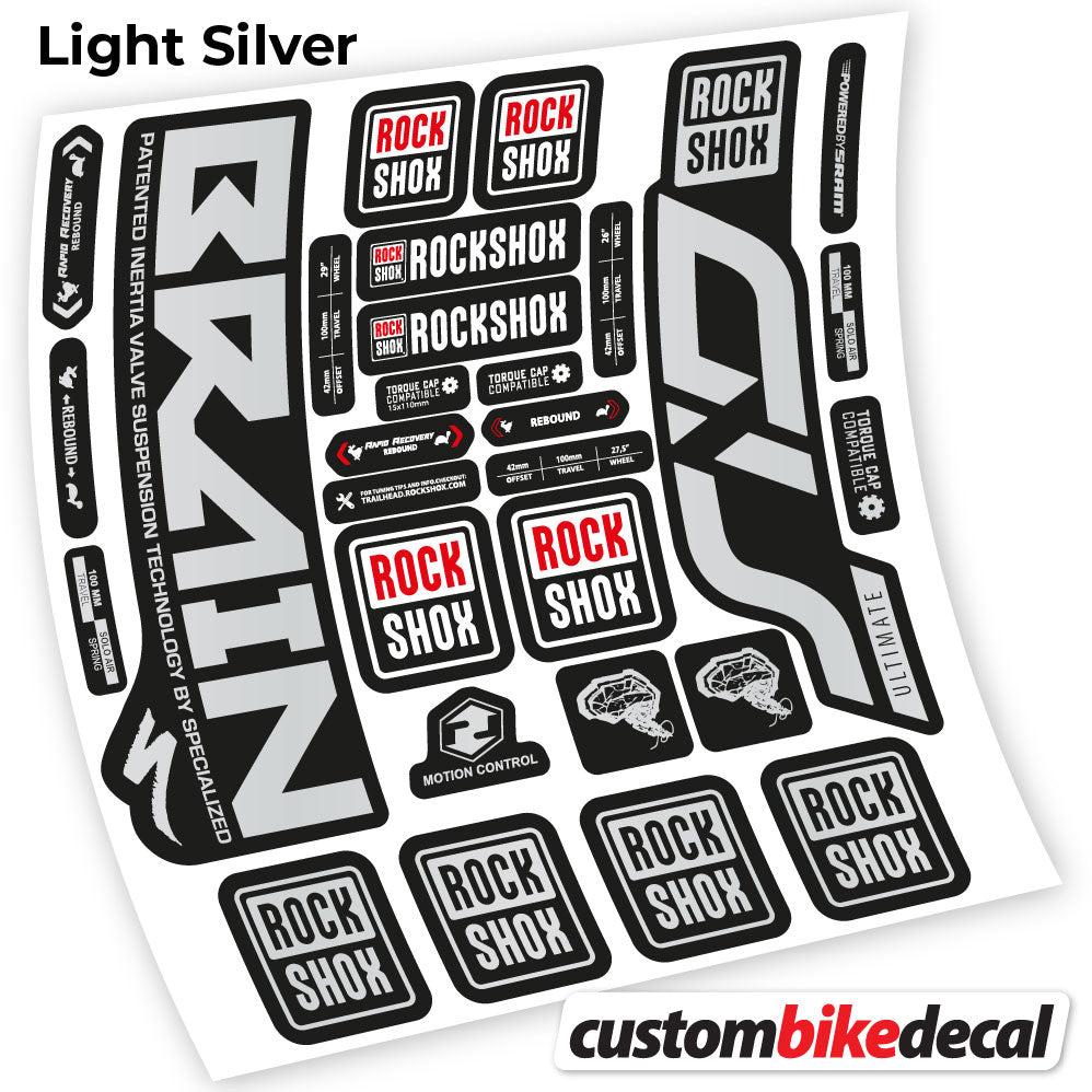 Light Silver decal for Rock Shox Sid Brain Ultimate fork – bike sticker vinyl