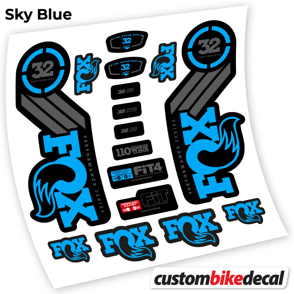 Sky Blue decal for Fox 32 Performance 2016 fork – bike sticker vinyl