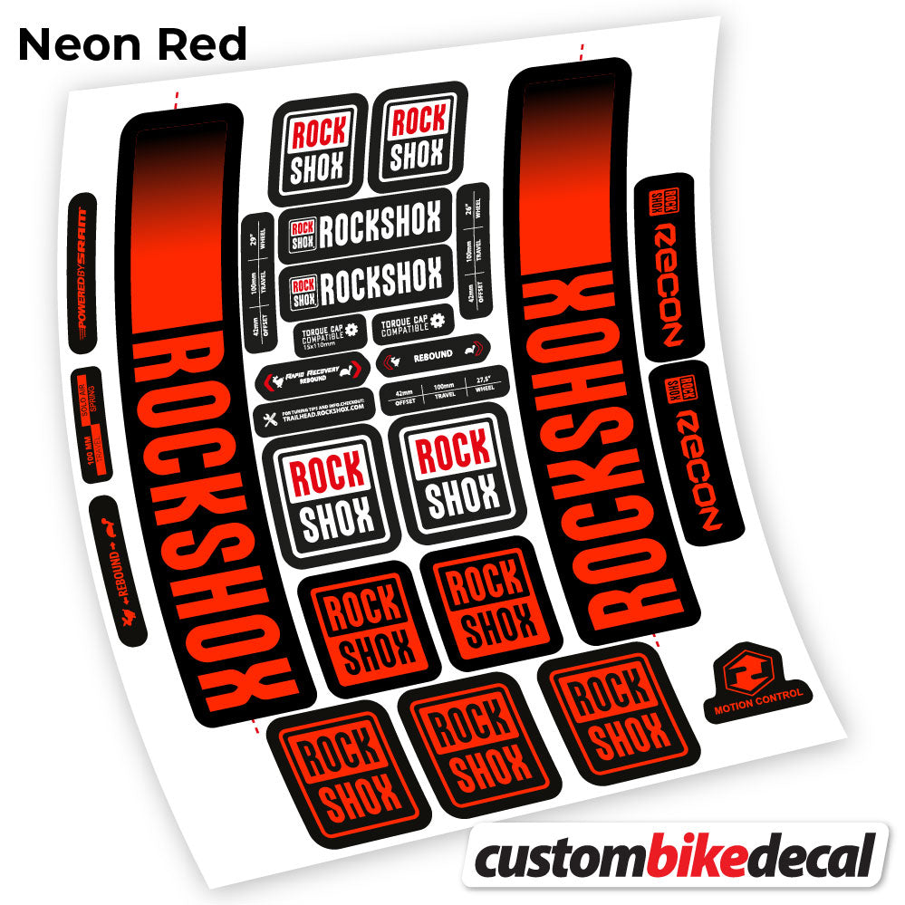Neon Red decal for Rock Shox Recon 2021 fork – bike sticker vinyl