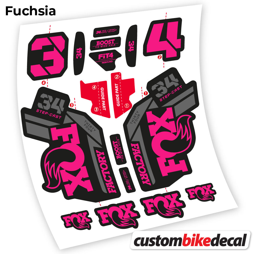 Fuchsia decal for Fox 34 SC Factory 2021 fork – bike sticker vinyl