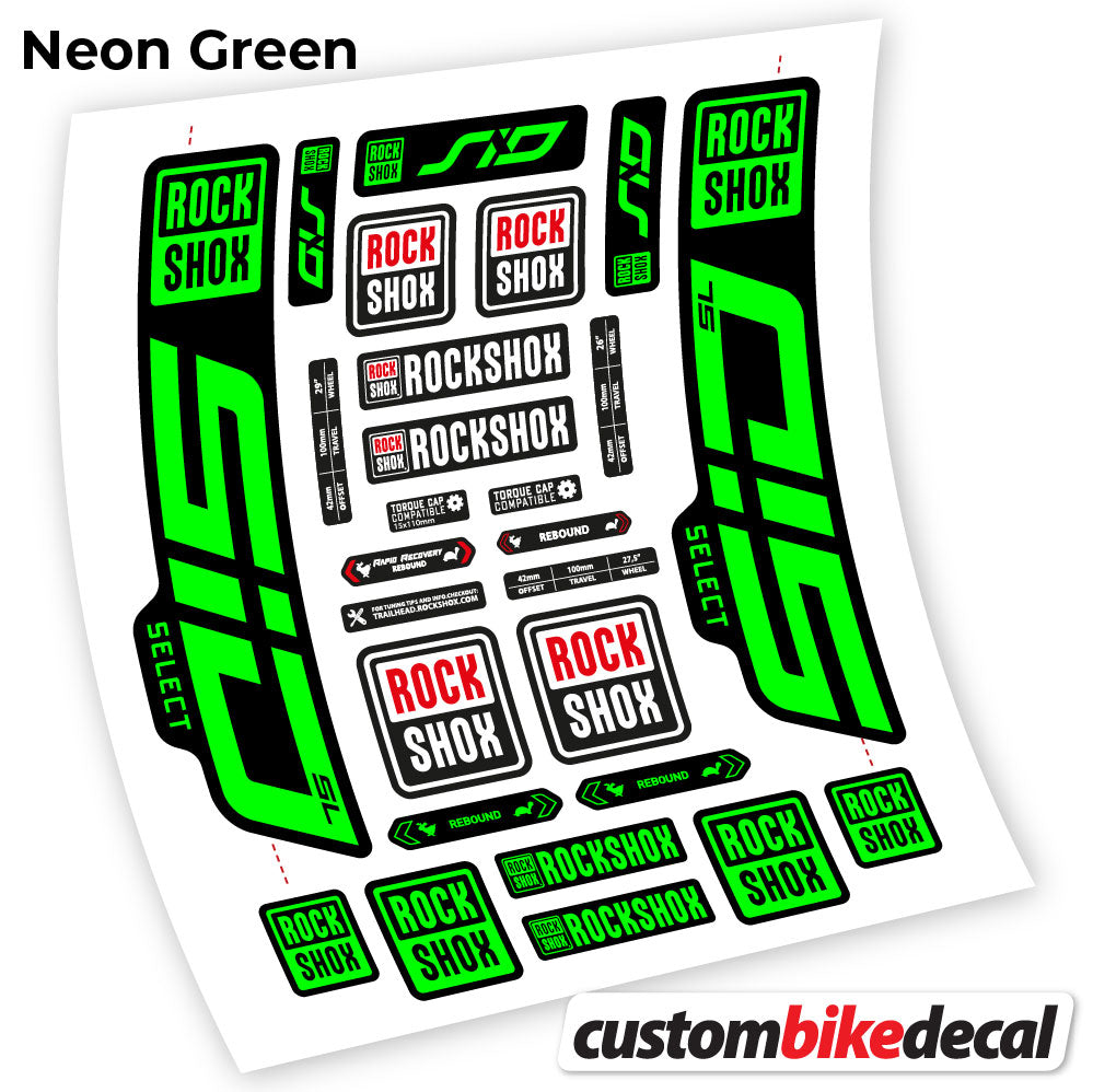 Neon Green decal for Rock Shox Sid Select SL 2021 fork 29" – bike sticker vinyl