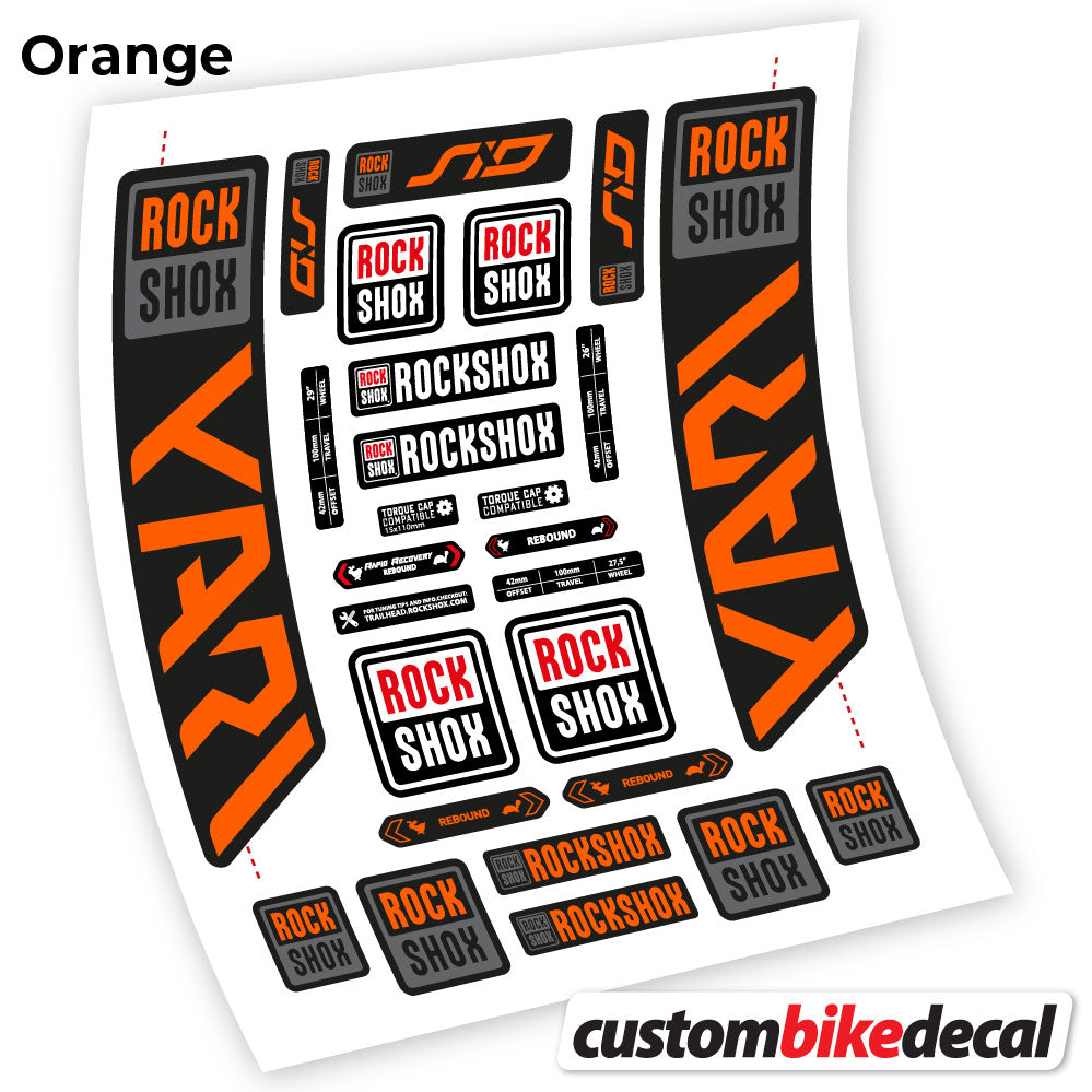 Orange decal for Rock Shox Yari 2021 fork – bike sticker vinyl