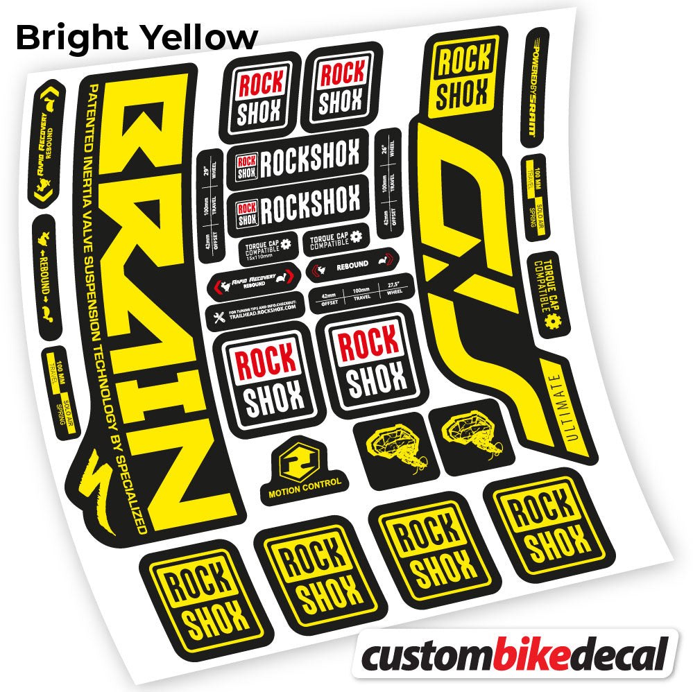 Yellow decal for Rock Shox Sid Brain Ultimate fork – bike sticker vinyl