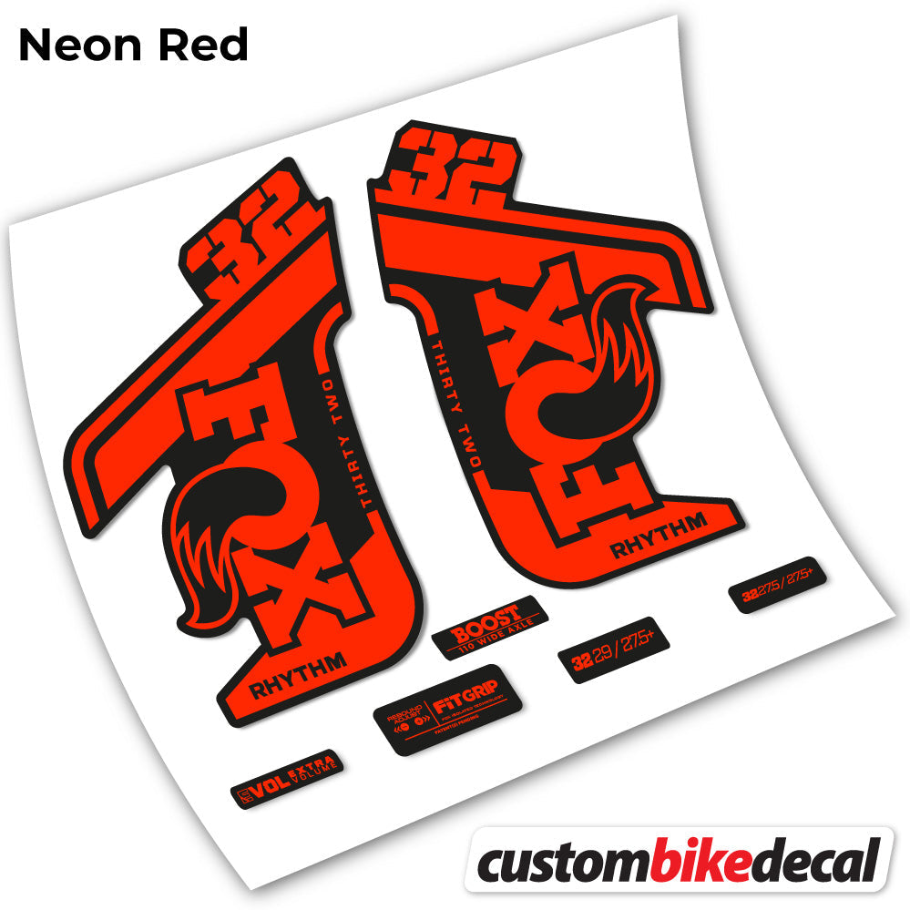 Neon Red decal for Fox Rhythm fork – bike sticker vinyl