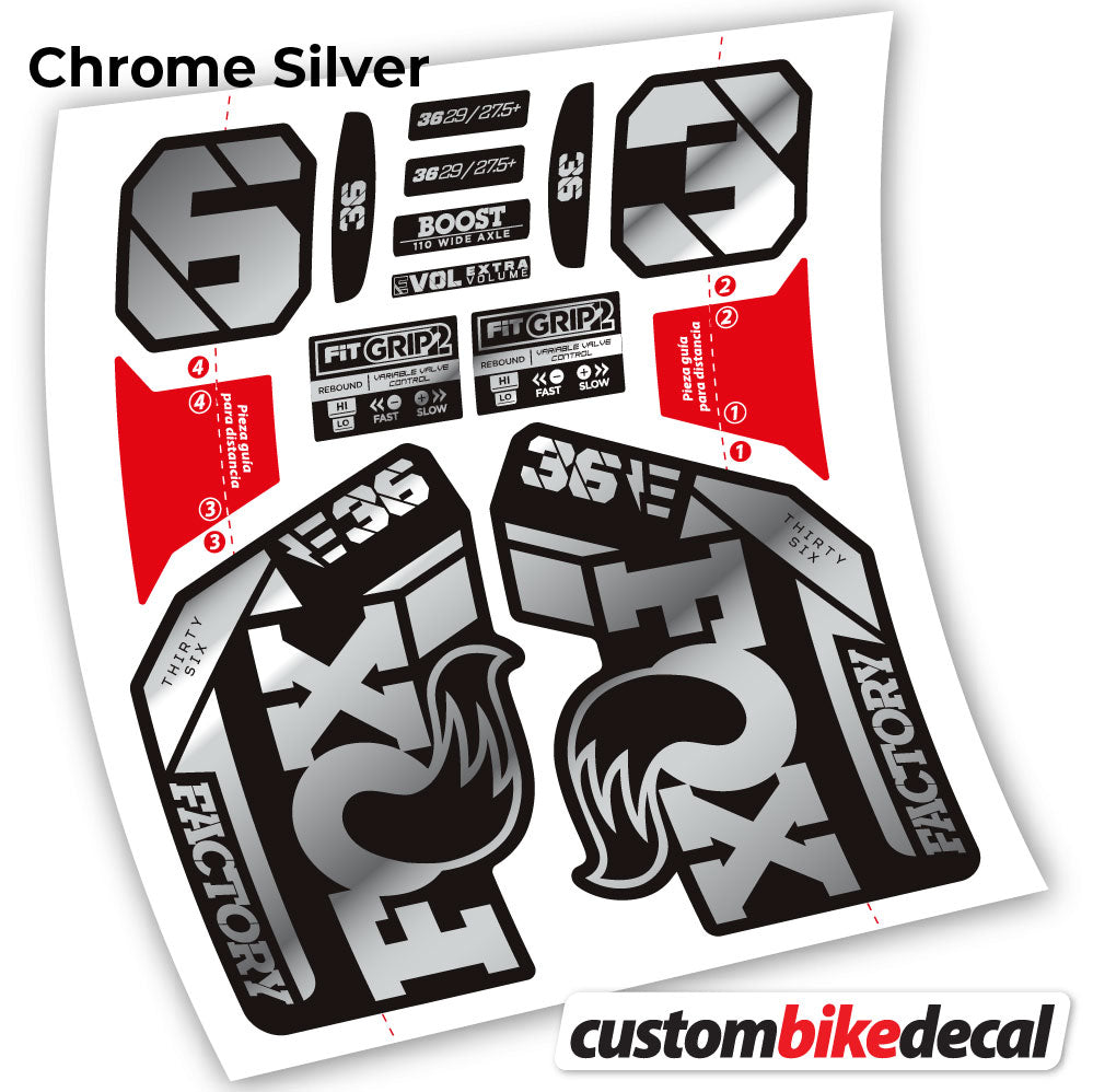 Chrome Silver decal for Fox E-Bike Factory 2021 fork – bike sticker vinyl