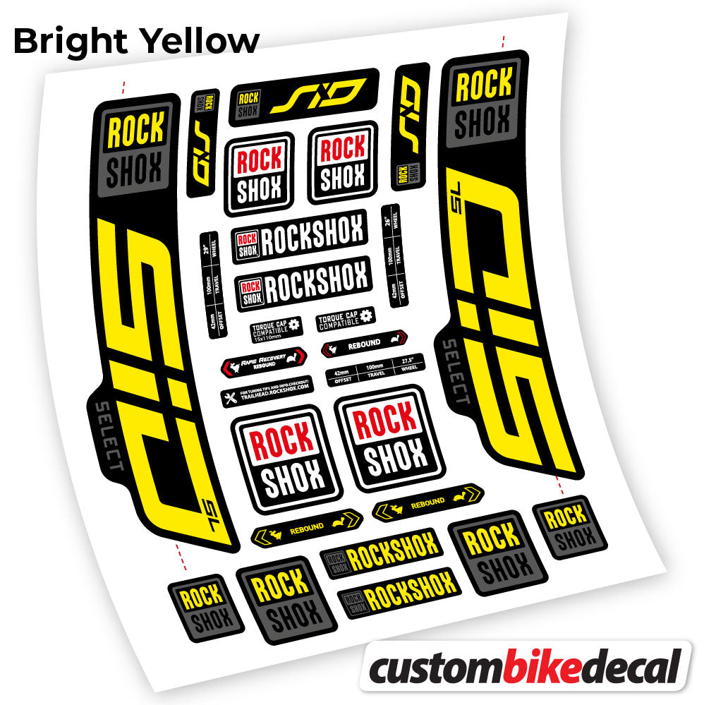 Yellow decal for Rock Shox Sid Select SL 2021 fork 29" – bike sticker vinyl