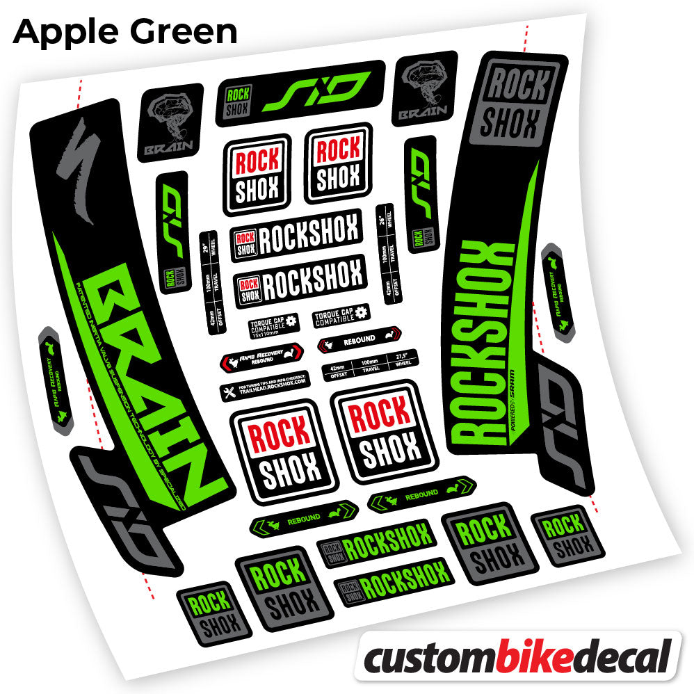 Apple Green decal for Rock Shox Sid Brain 2018 fork – bike sticker vinyl