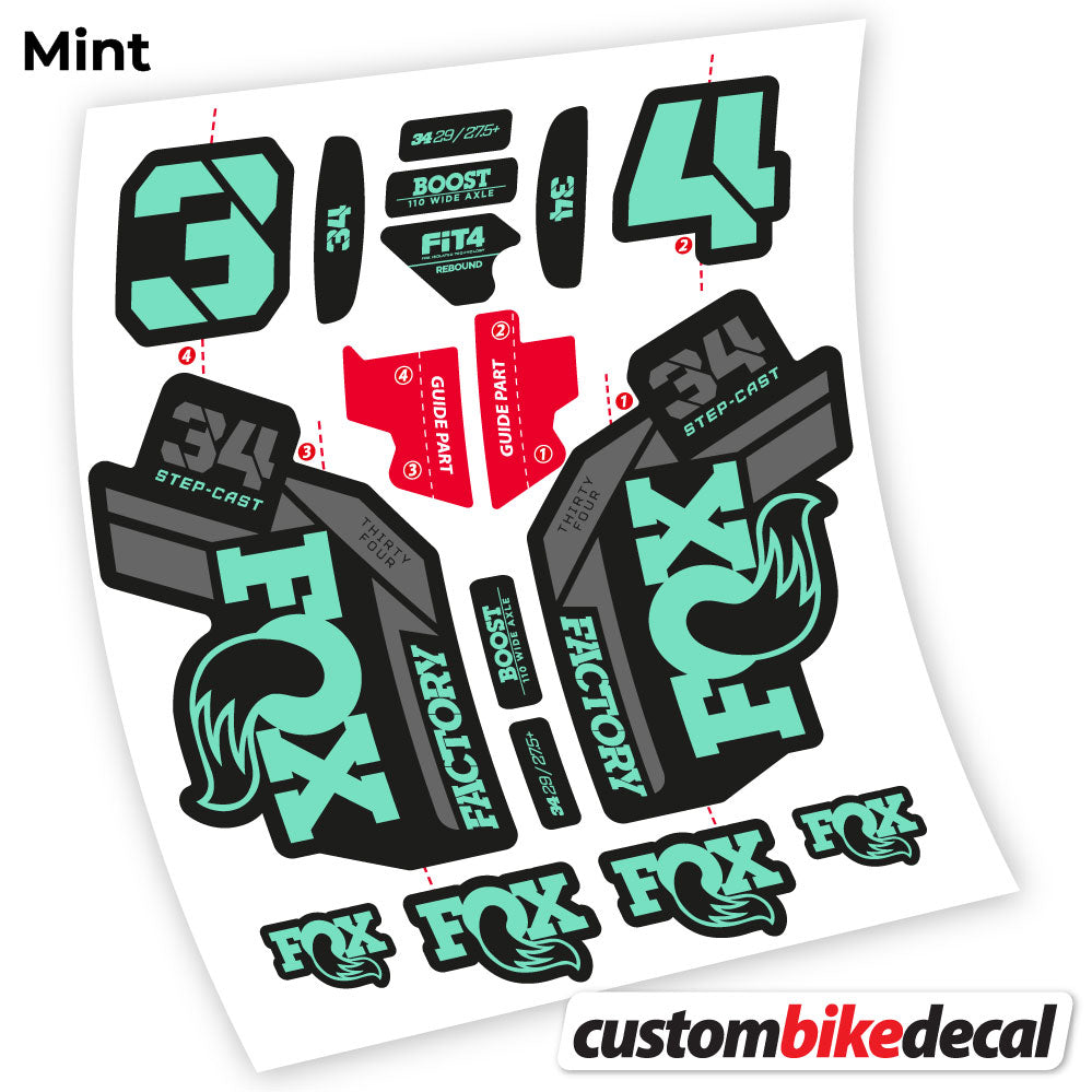 Mint decal for Fox 34 SC Factory 2021 fork – bike sticker vinyl