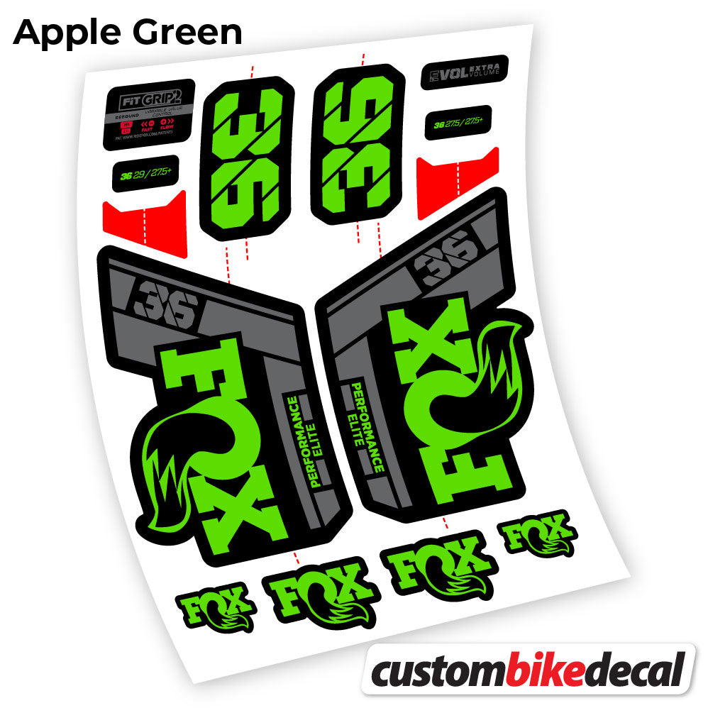 Apple Green decal for Fox 36 Performance Elite 2021 fork – bike sticker vinyl