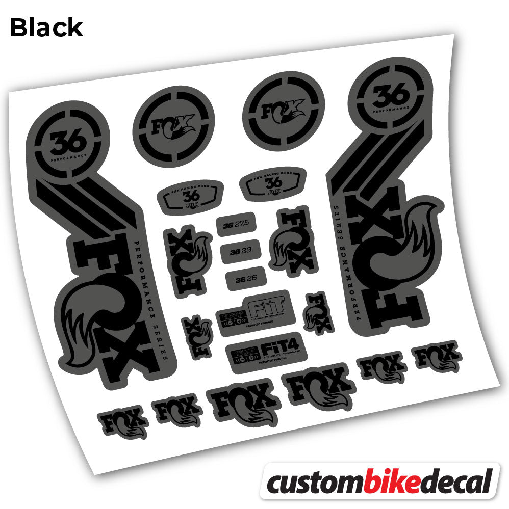 Matte Black+Gloss Black decal for . Fox 36 Performance 2016 fork – bike sticker vinyl