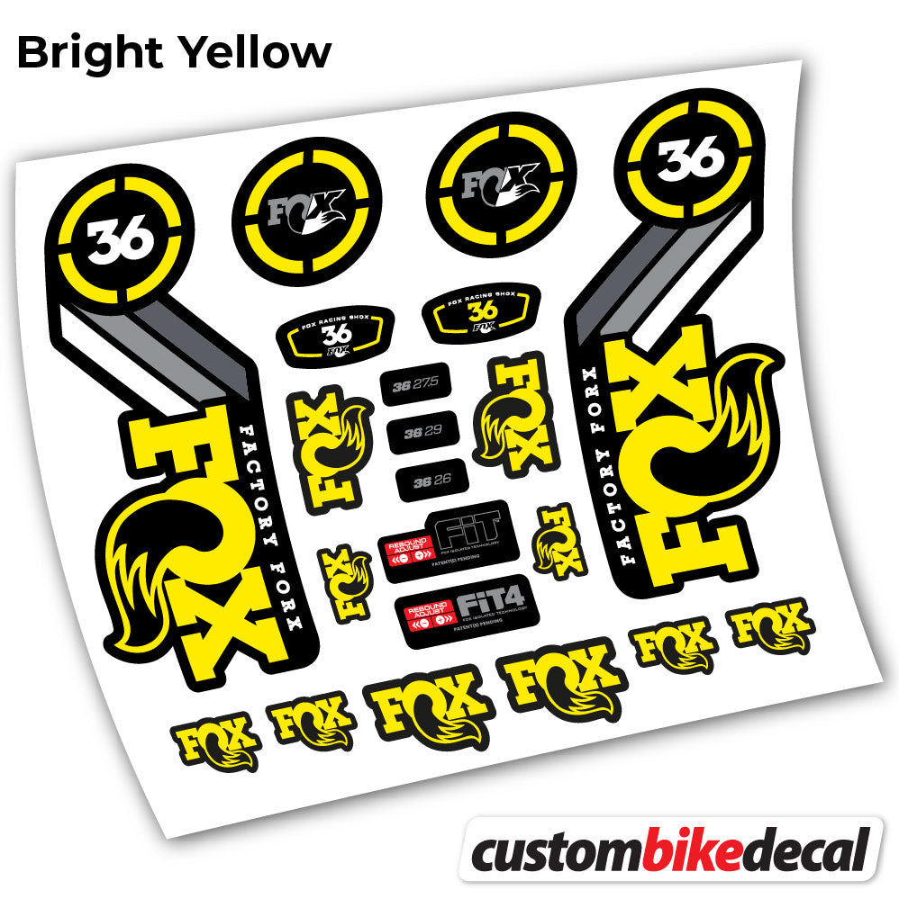 Yellow decal for Fox 36 Heritage 2016 fork – bike sticker vinyl