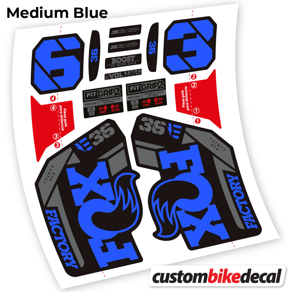 Medium Blue decal for Fox E-Bike Factory 2021 fork – bike sticker vinyl