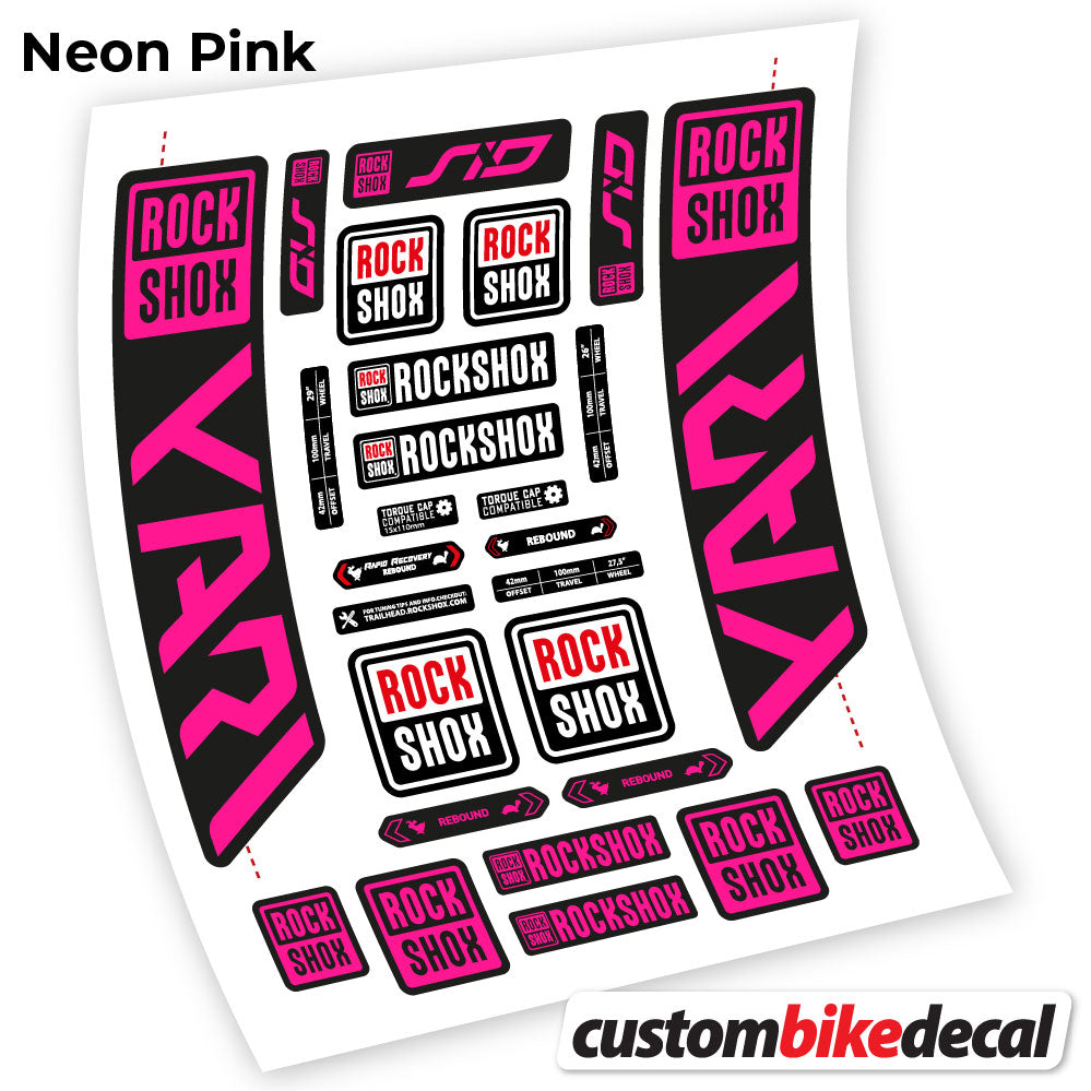 Neon Pink decal for Rock Shox Yari 2021 fork – bike sticker vinyl