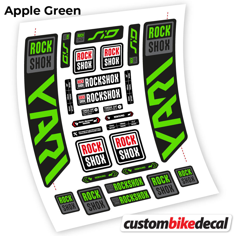 Apple Green decal for Rock Shox Yari 2021 fork – bike sticker vinyl