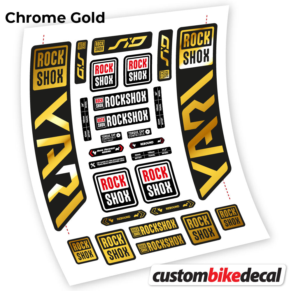 Chrome Gold decal for Rock Shox Yari 2021 fork – bike sticker vinyl