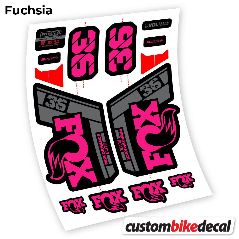 Fuchsia decal for Fox 36 Performance Elite 2021 fork – bike sticker vinyl