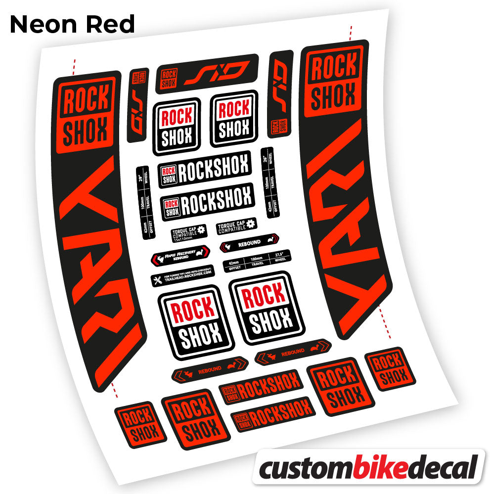 Neon Red decal for Rock Shox Yari 2021 fork – bike sticker vinyl