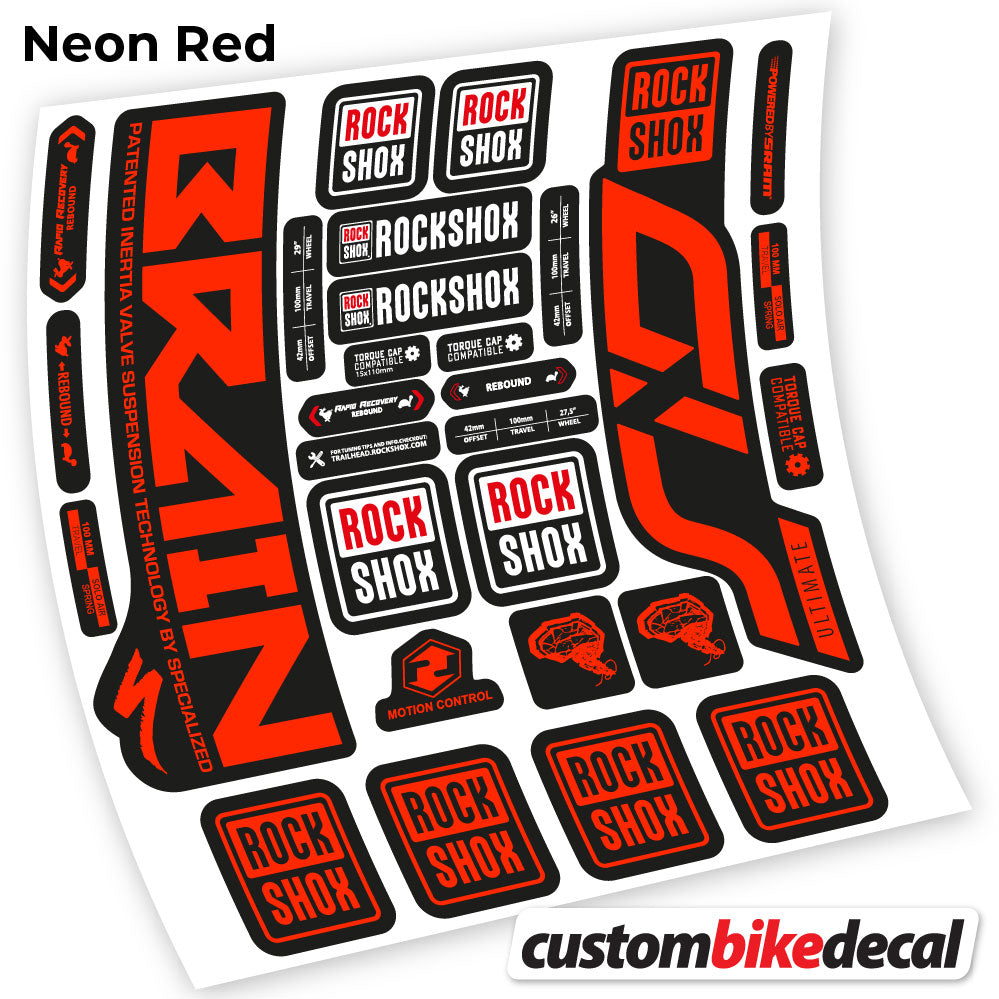 Neon Red decal for Rock Shox Sid Brain Ultimate fork – bike sticker vinyl