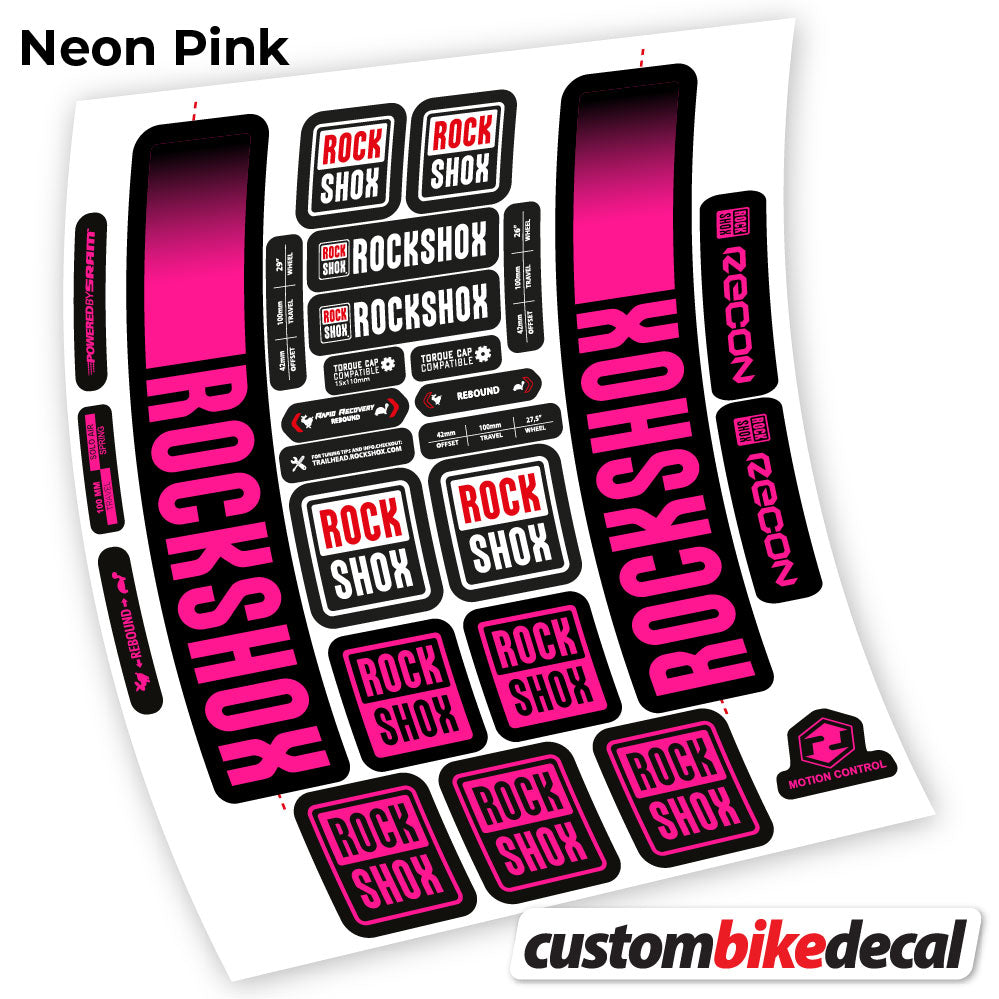 Neon Pink decal for Rock Shox Recon 2021 fork – bike sticker vinyl