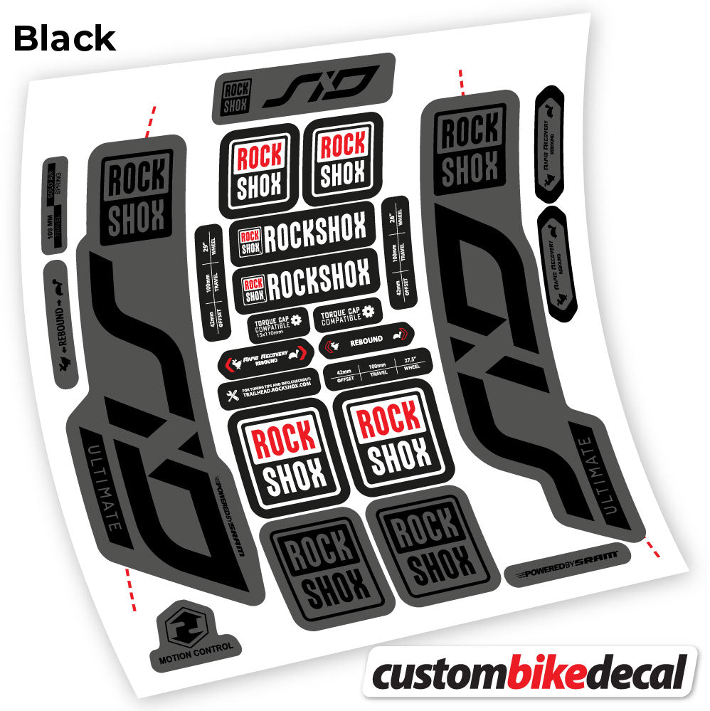 Matte Black+Gloss Black decal for Rock Shox Sid Ultimate 2020 fork – bike sticker vinyl