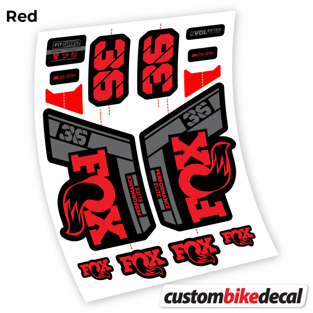 Red decal for Fox 36 Performance Elite 2021 fork – bike sticker vinyl
