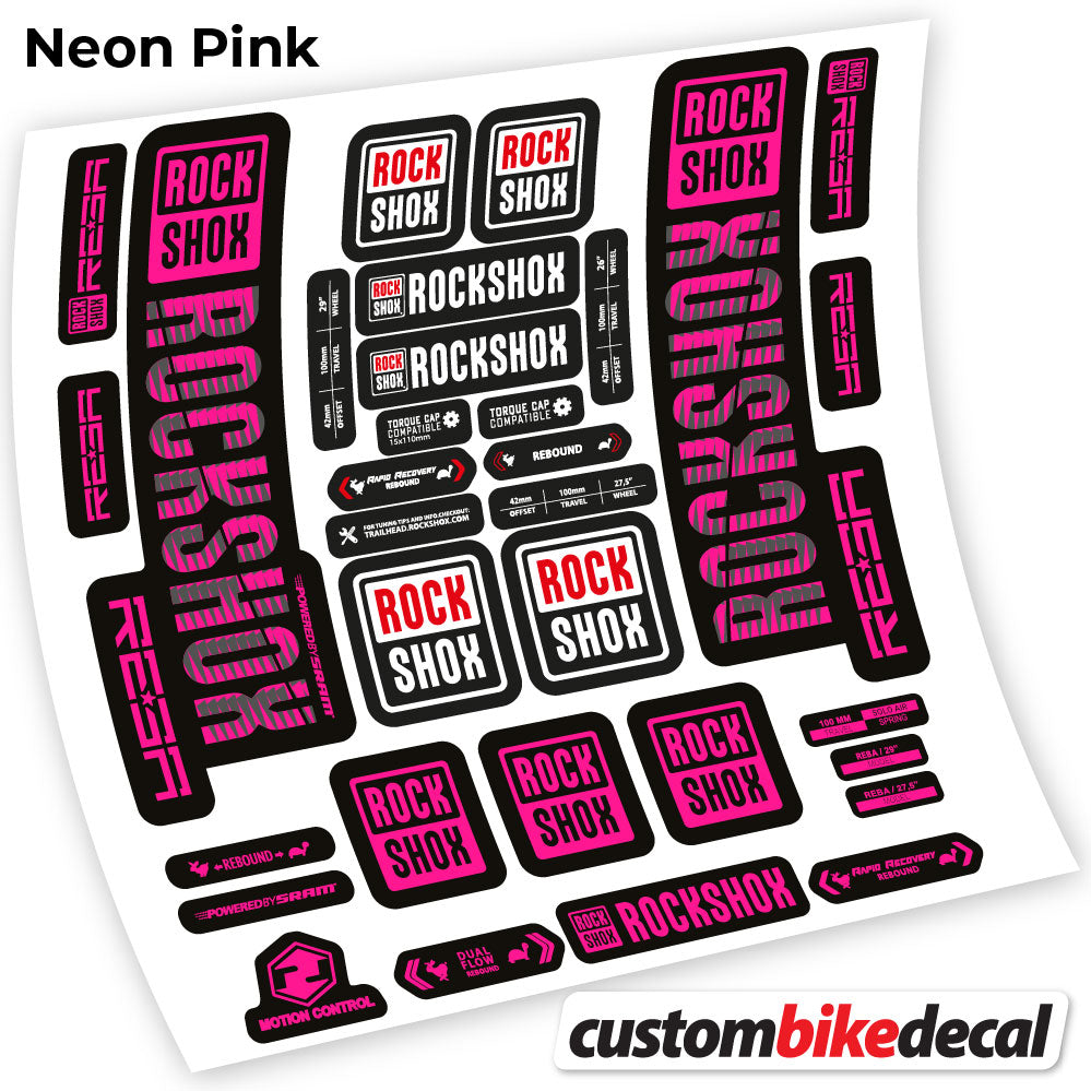 Neon Pink decal for Rock Shox Reba 2019 fork 29" – bike sticker vinyl