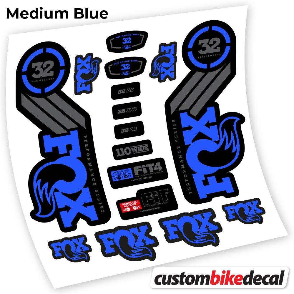 Medium Blue decal for Fox 32 Performance 2016 fork – bike sticker vinyl