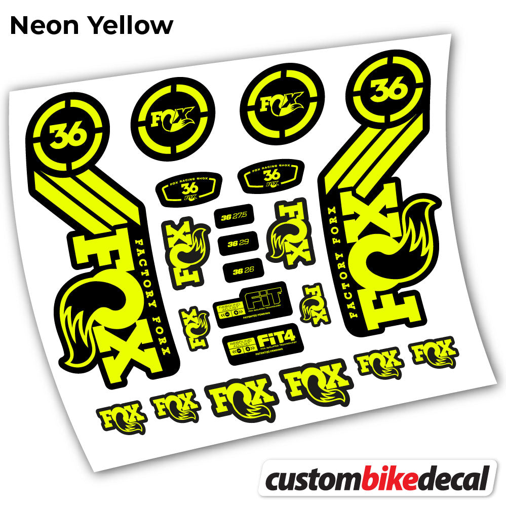 Neon Yellow decal for Fox 36 Heritage 2016 fork – bike sticker vinyl