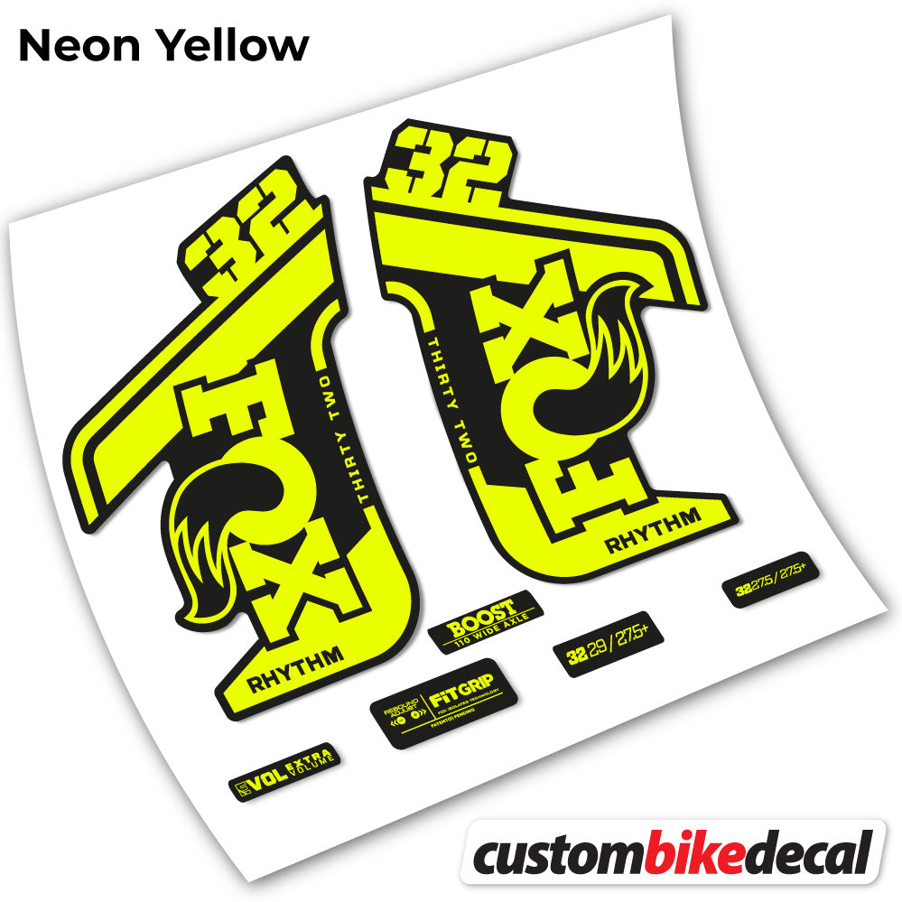 Neon Yellow decal for Fox Rhythm fork – bike sticker vinyl