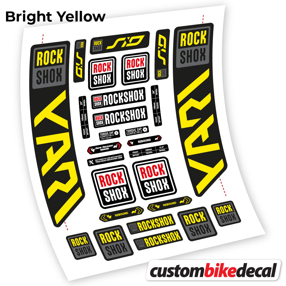 Yellow decal for Rock Shox Yari 2021 fork – bike sticker vinyl