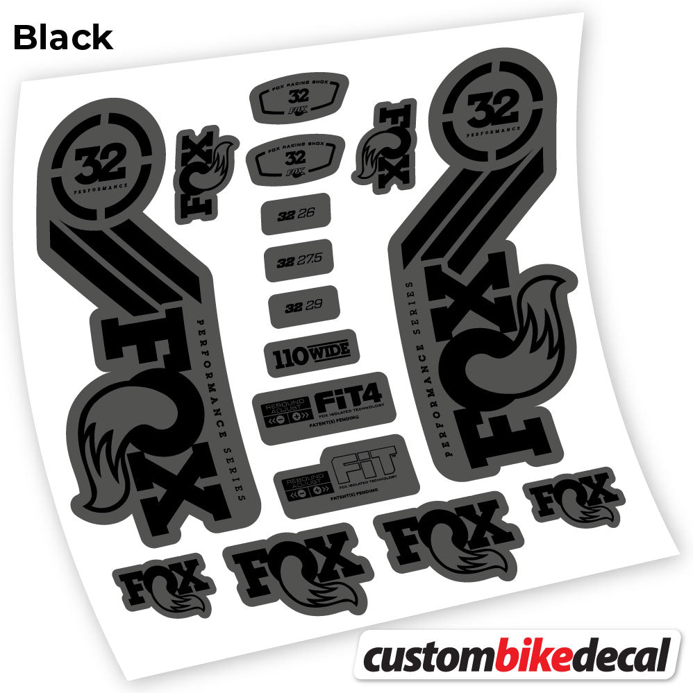 Black decal for Fox 32 Performance 2016 fork – bike sticker vinyl