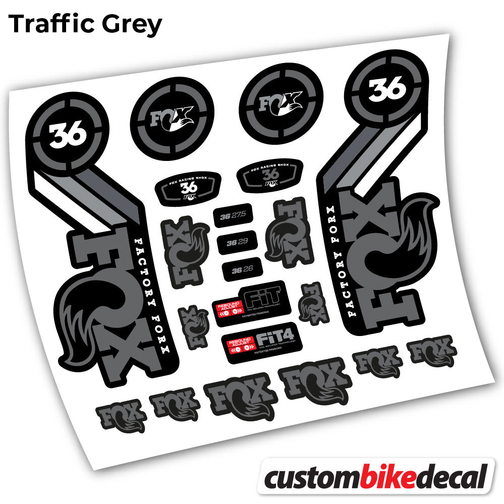 Trac Grey decal for Fox 36 Heritage 2016 fork – bike sticker vinyl