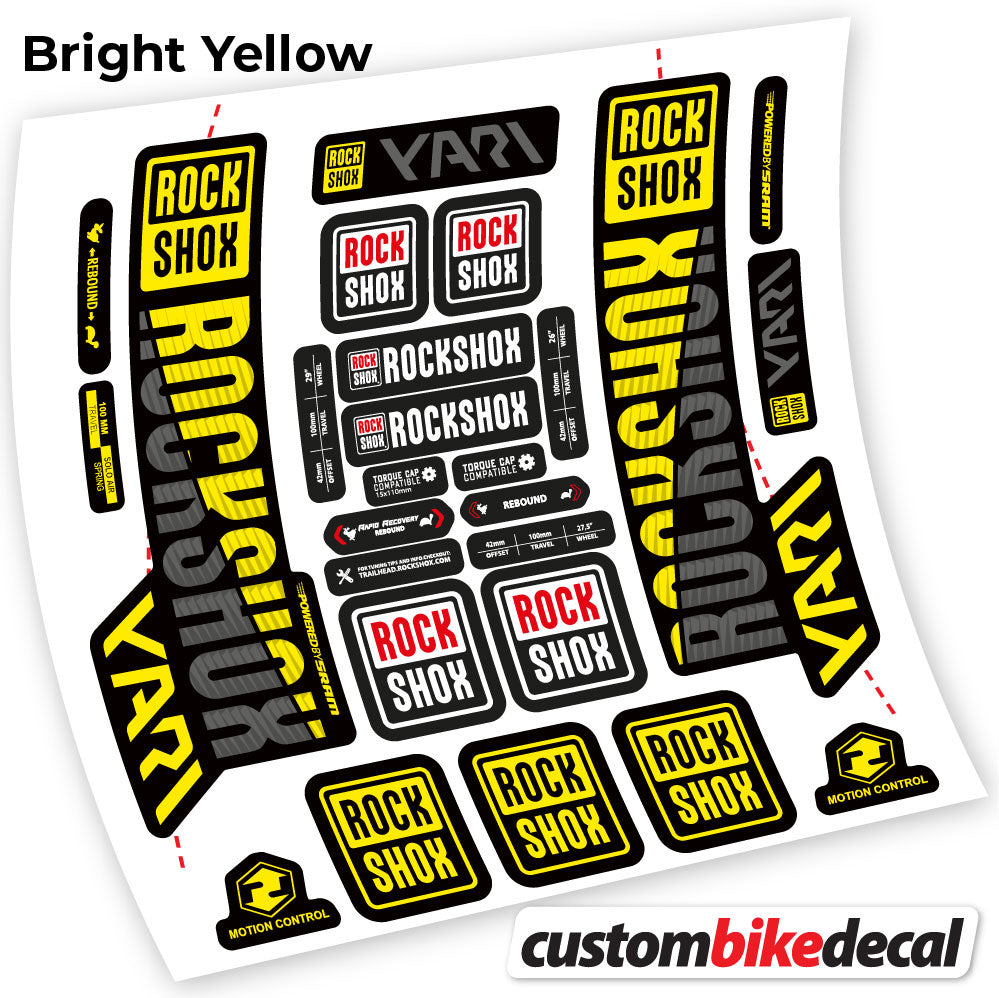 Yellow decal for Rock Shox Yari 2018 fork – bike sticker vinyl