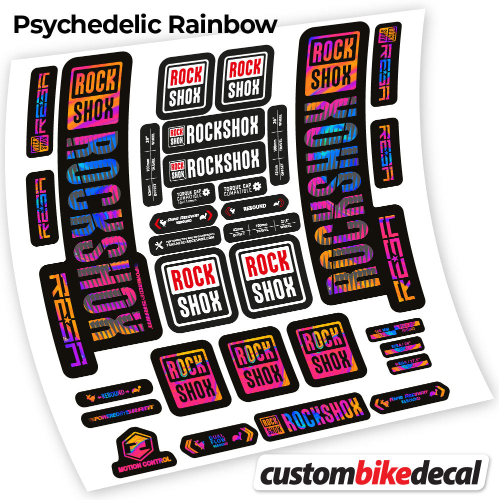Psychedelic  Rainbow decal for Rock Shox Reba 2019 fork 29" – bike sticker vinyl