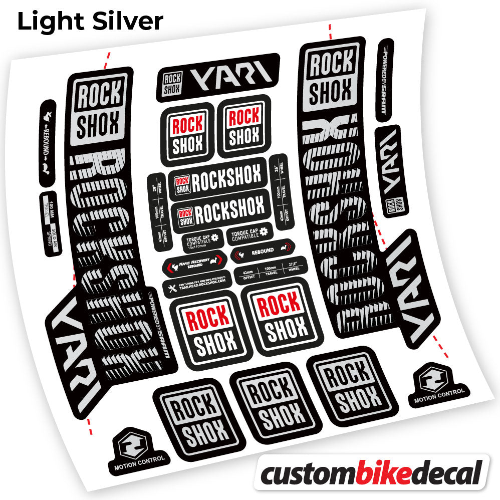 Light Silver decal for Rock Shox Yari 2018 fork – bike sticker vinyl