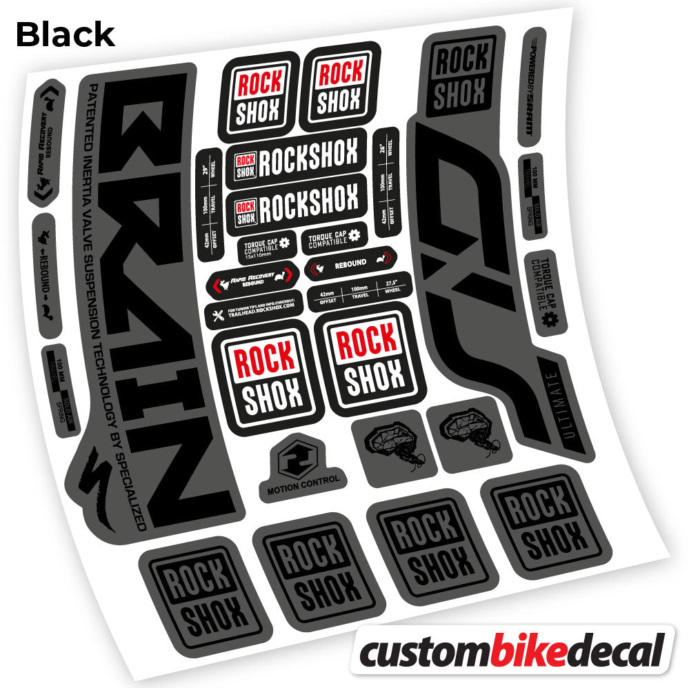 Black decal for Rock Shox Sid Brain Ultimate fork – bike sticker vinyl