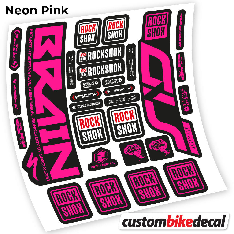 Neon Pink decal for Rock Shox Sid Brain Ultimate fork – bike sticker vinyl
