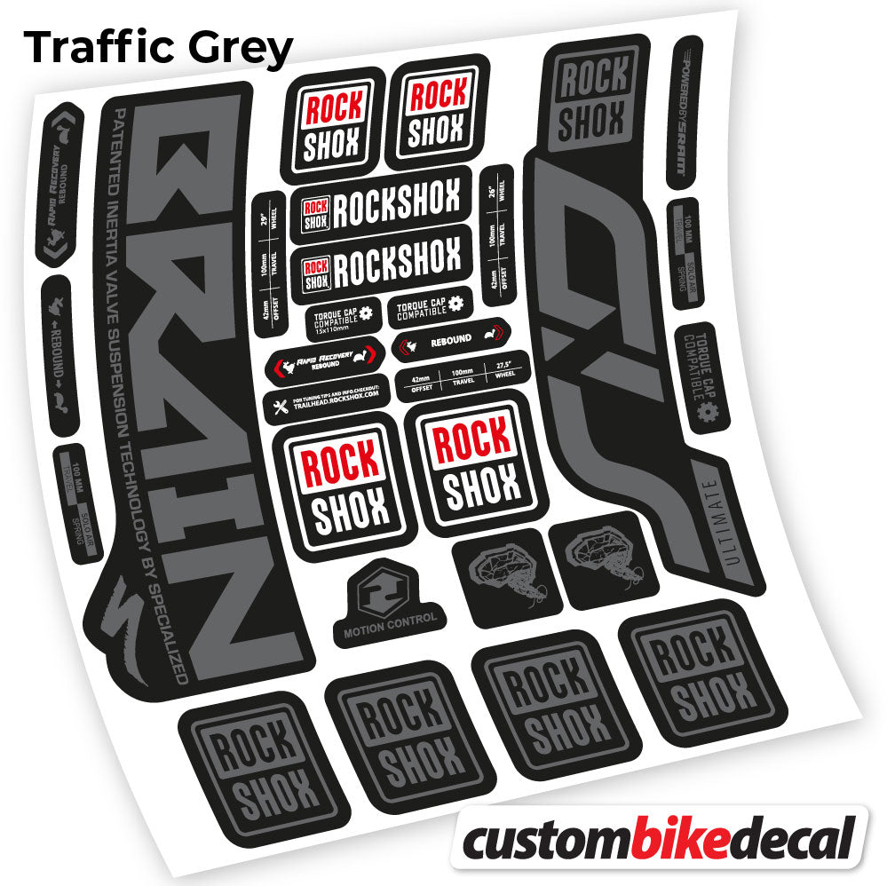 Trac Grey decal for Rock Shox Sid Brain Ultimate fork – bike sticker vinyl