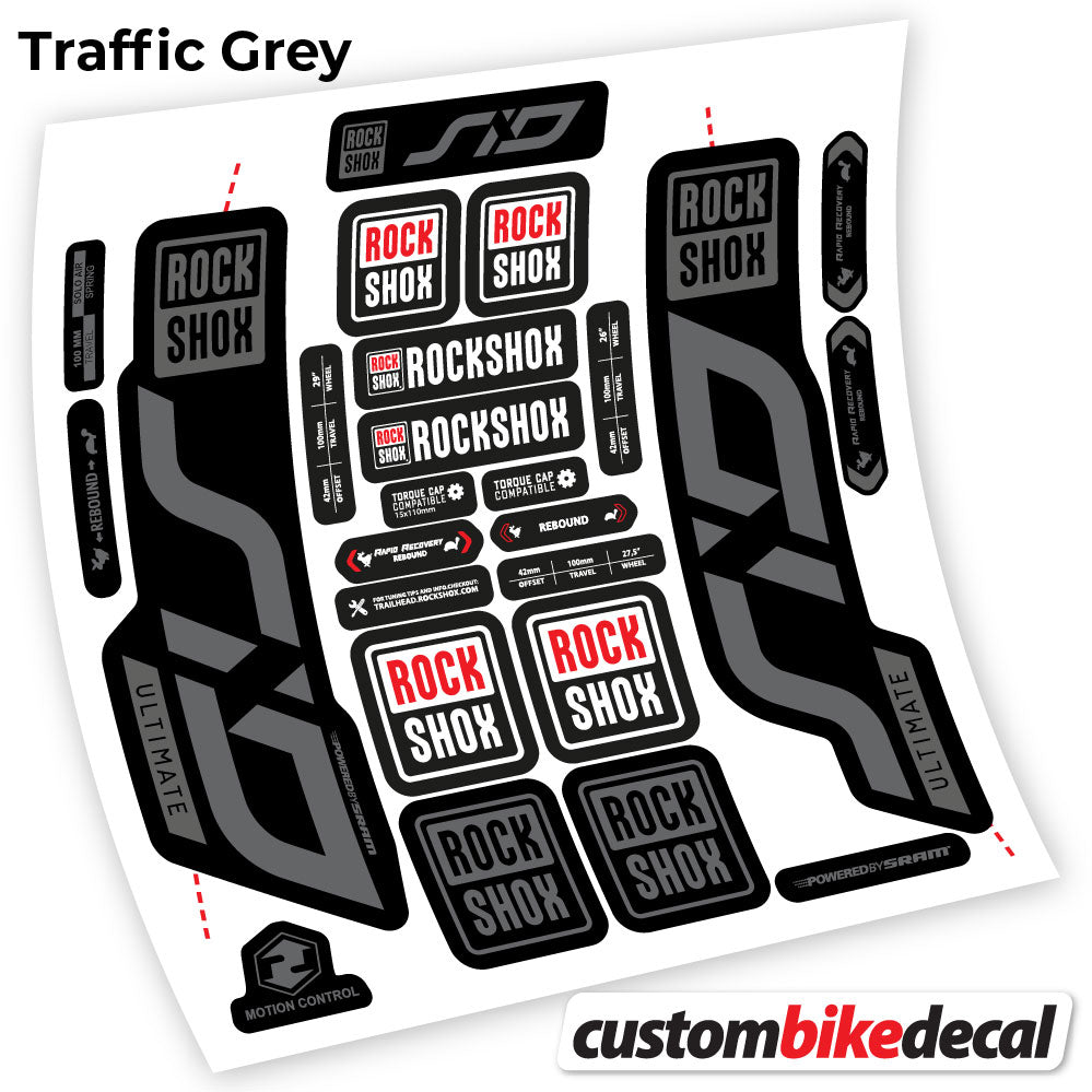 Trac Grey decal for Rock Shox Sid Ultimate 2020 fork – bike sticker vinyl