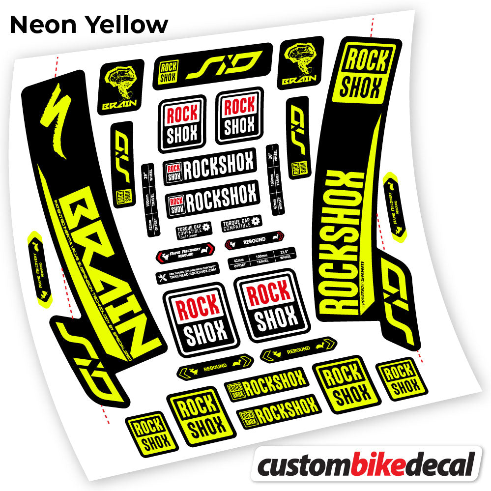 Neon Yellow decal for Rock Shox Sid Brain 2018 fork – bike sticker vinyl