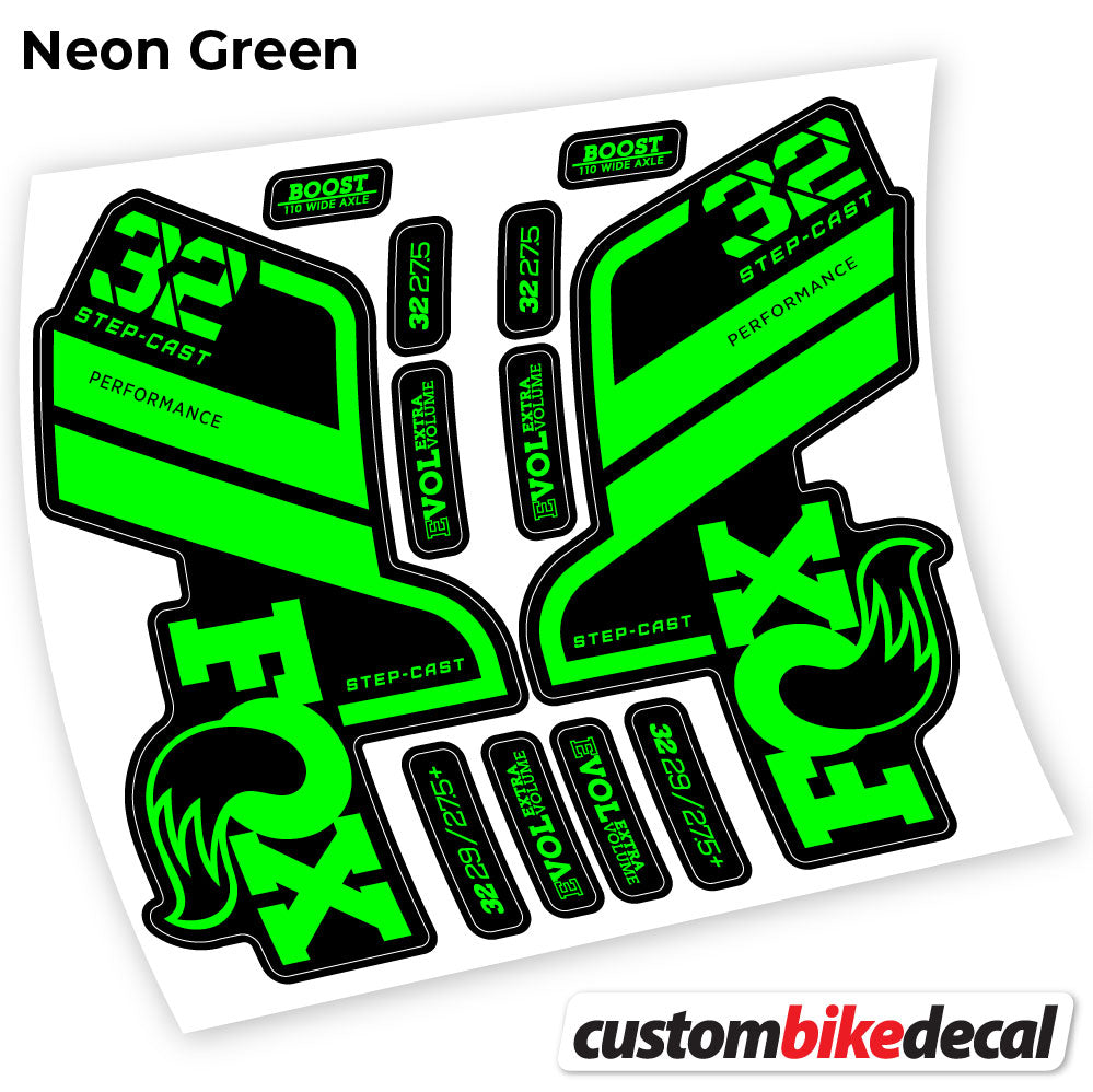 Neon Green decal for Fox 32 SC Performance Step Cast 2021 fork – bike sticker vinyl