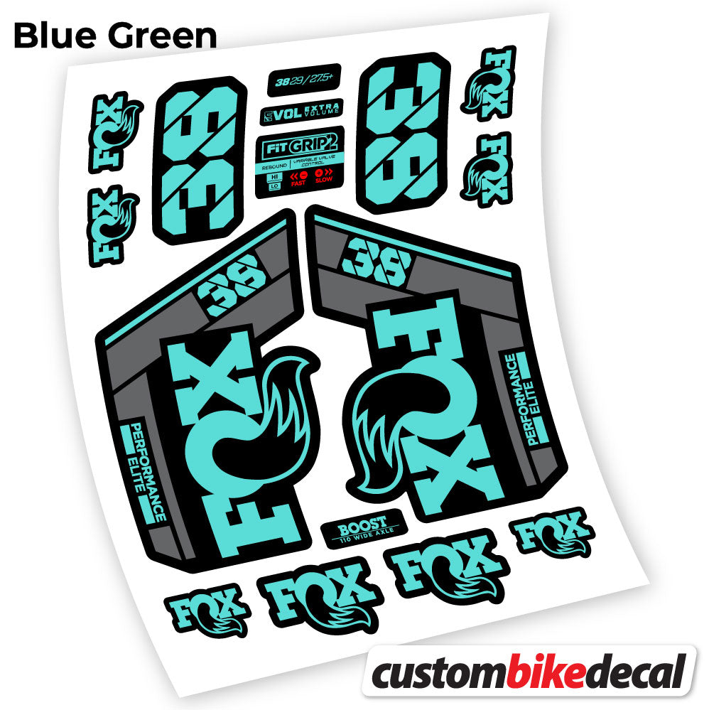 Blue Green decal for Fox 38 Performance Elite 2021 fork – bike sticker vinyl