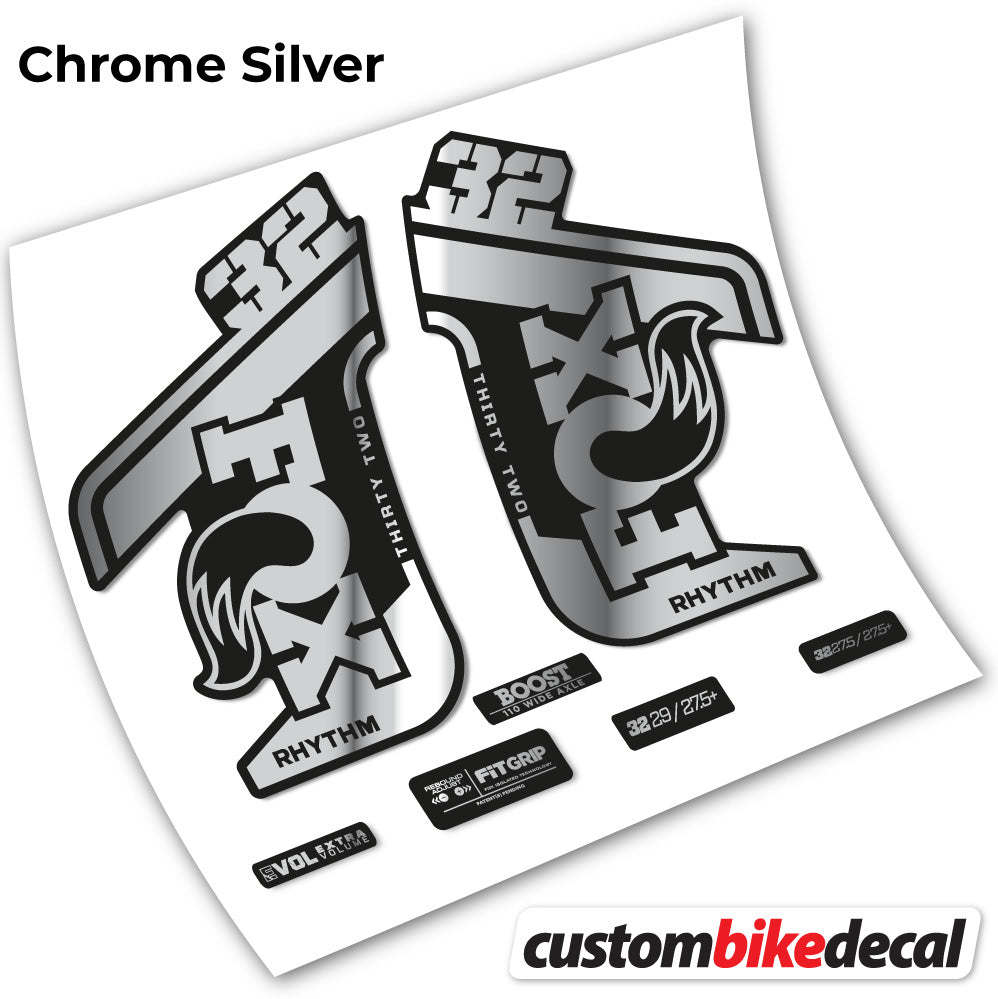 Chrome Silver decal for Fox Rhythm fork – bike sticker vinyl