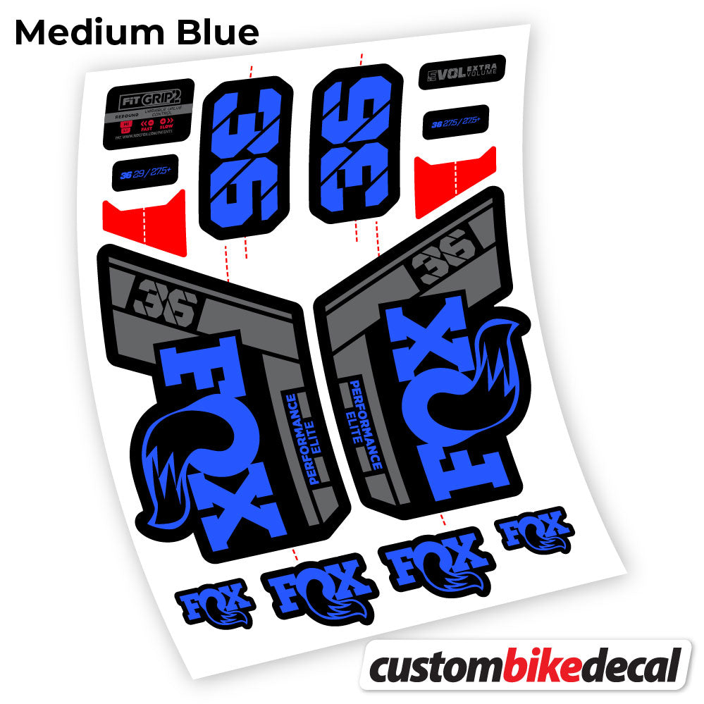 Medium Blue decal for Fox 36 Performance Elite 2021 fork – bike sticker vinyl
