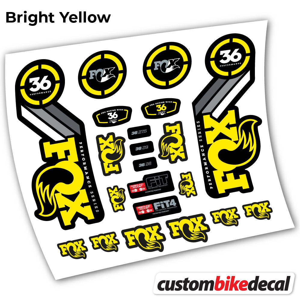 Yellow decal for . Fox 36 Performance 2016 fork – bike sticker vinyl