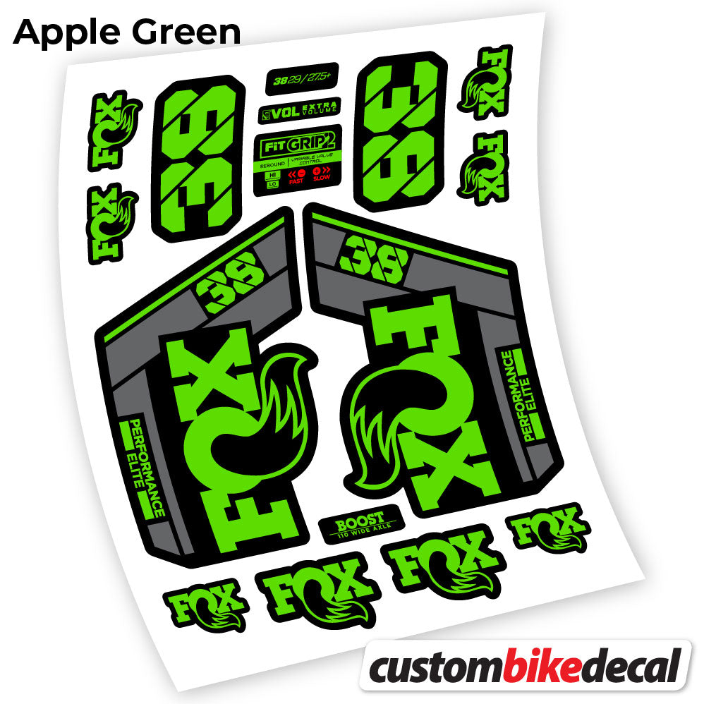 Apple Green decal for Fox 38 Performance Elite 2021 fork – bike sticker vinyl