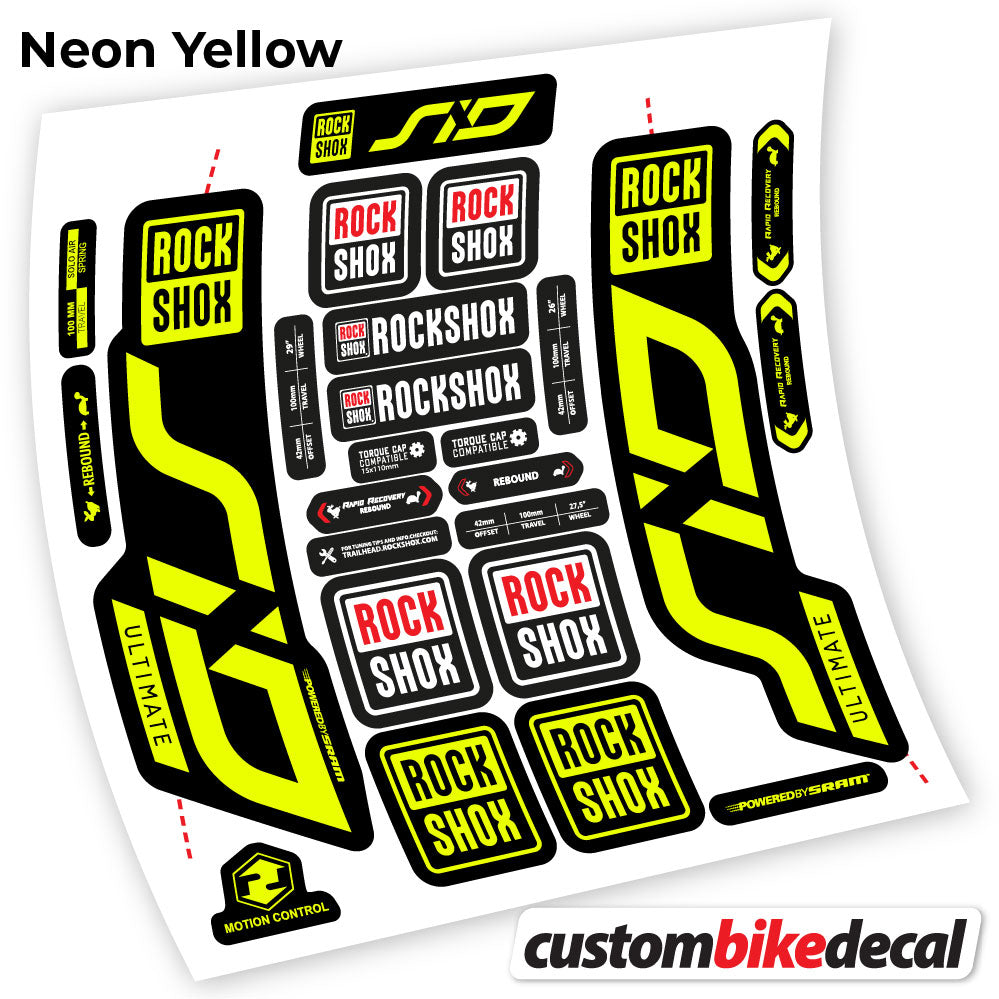 Neon Yellow decal for Rock Shox Sid Ultimate 2020 fork – bike sticker vinyl
