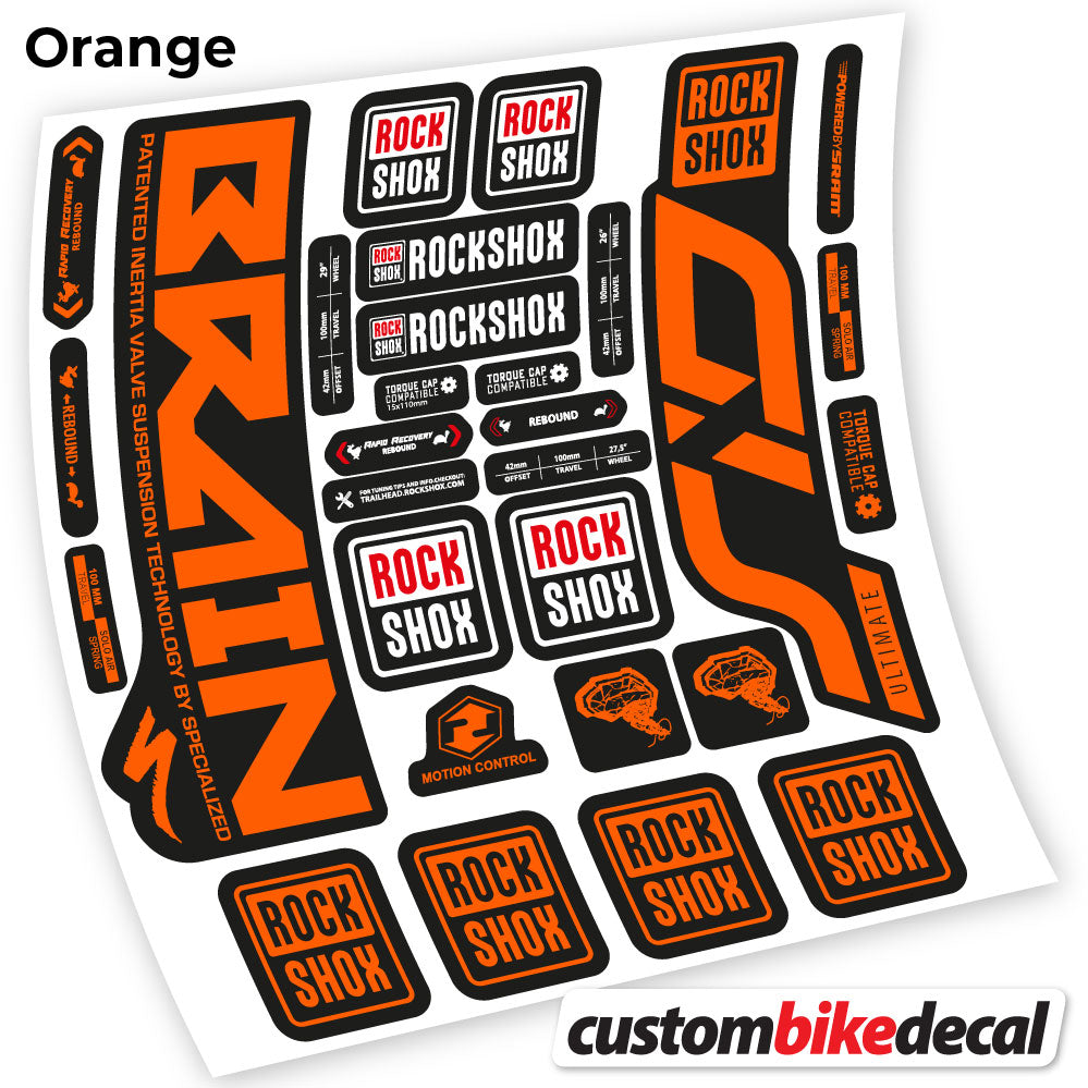 Orange decal for Rock Shox Sid Brain Ultimate fork – bike sticker vinyl
